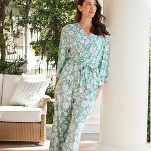 LAKE DreamKnit Kimono Pajama Set in Meadow Bouquet